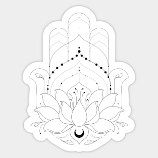 Blooming Lotus Flower Hamsa / Soft Black Sticker